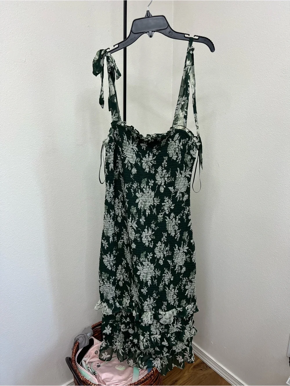 Abercrombie & Fitch Forest Green Floral Ruffle-Tier Maxi Dress